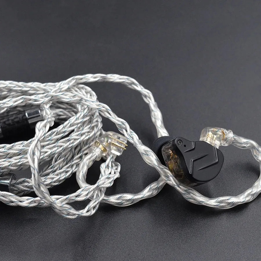 KZ 784 Cores Silver Plated Upgrade Earphone Cables 8 Core Silver Blue Hybrid Headphone With 3.5MM Metal Plug ZAX/DQ6/ZSX/ZSN PRO