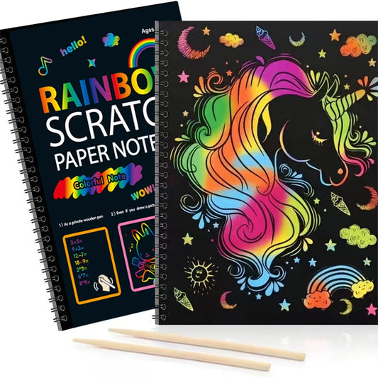 12 sheets/set of rainbow scratch-off books, art and craft supplies set, color drawing paper set, suitable for birthday game part