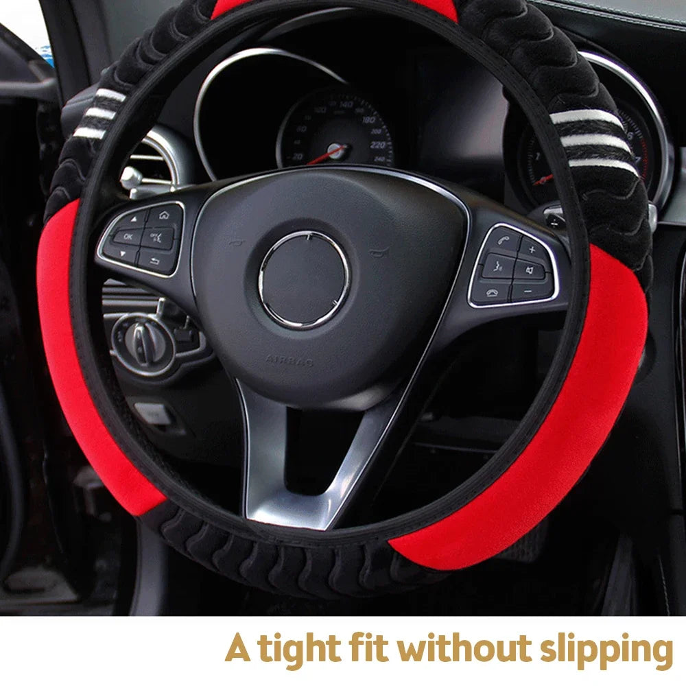 Universal Car Steering Wheel Cover Little Monster Styling Decor Steering Wheel Elastic Covers for Men Women Winter Plush Warm