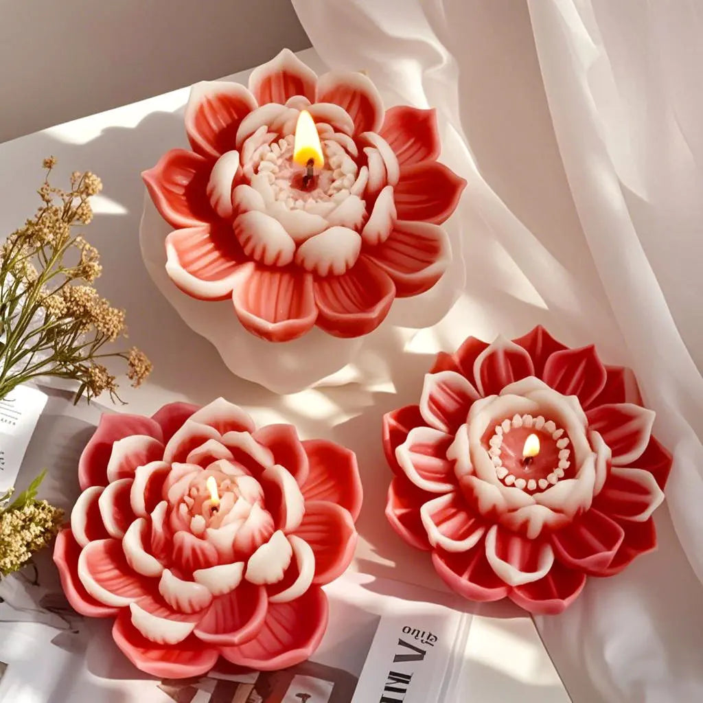 1pcs Lotus Flower Candle Silicone Molds 3D Blooming Flowers Soap Plaster Resin Mold DIY Making Chocolate Fudge Tools Home Crafts