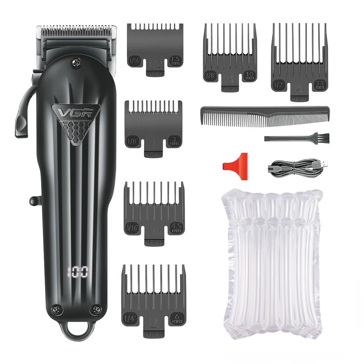 VGR Hair Clipper Professional Hair Cutting Machine Rechargeable Barber Hair Trimmer Cordless Haircut Clipper for Men V-282 V-982