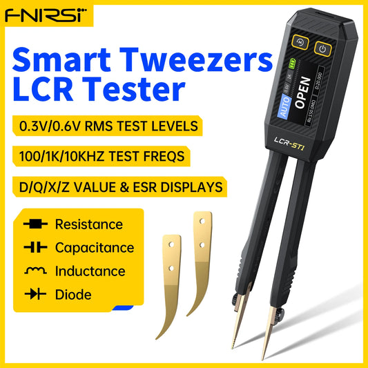 FNIRSI LCR-ST1 Mini Smart Tweezer LCR SMD ESR Tester Resistance Capacitance Inductance Continuity Diode Test Measurement Tools