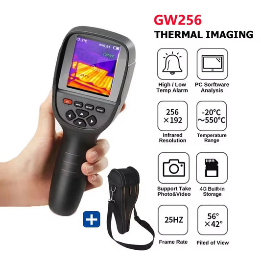 GW256 Thermal Imaging Camera for Water Pipe Leak and Power Electrical PCB Test 256*192 Handheld Thermal Imaging Cameras