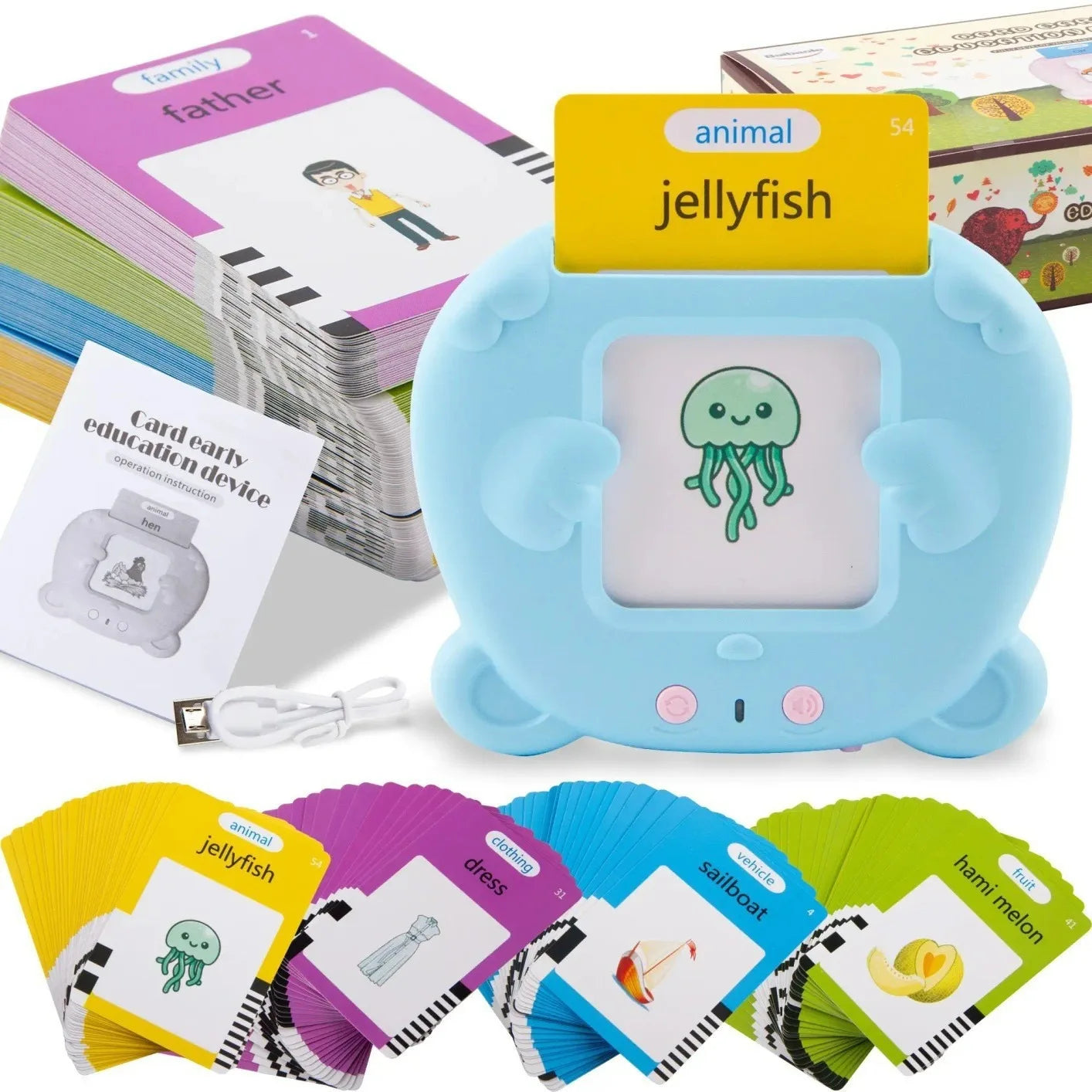 Flash Card Learning Toys Early Education Talking Flashcards for Kids Preschool English Electronic Audio Book Machine Gift