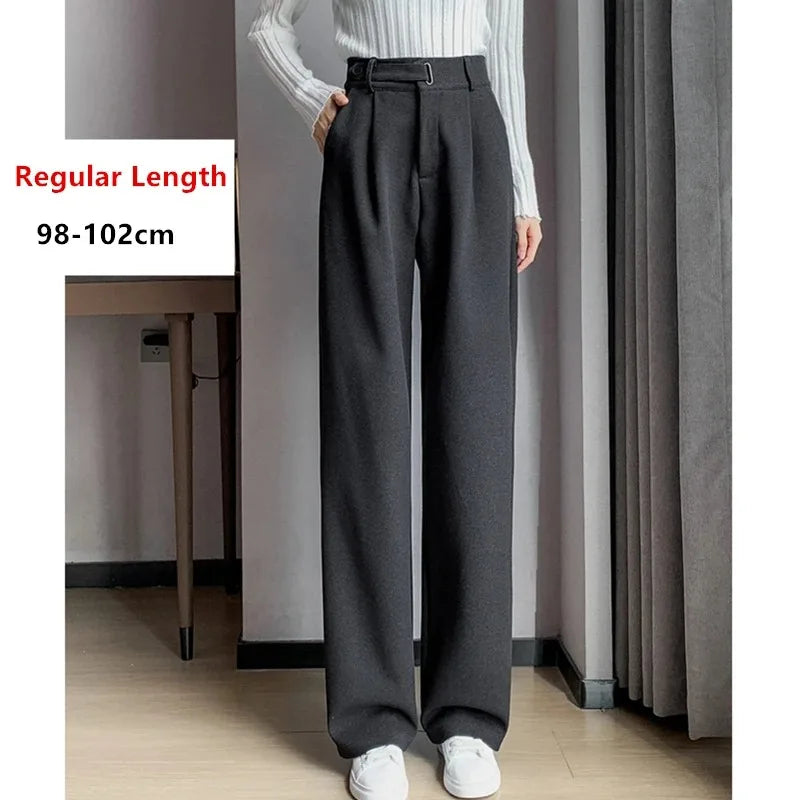 Fashion women's straight leg pants loose casual wide leg pants women straight leg small stylish senior all match all match pants