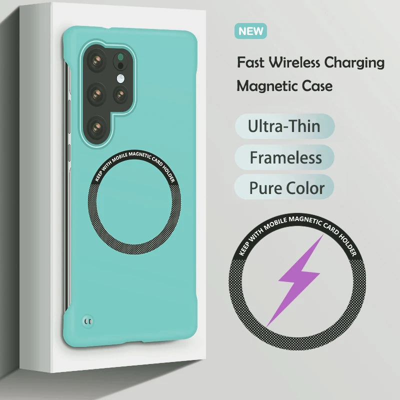 Ultra Slim Magnetic Frameless Solid Color Phone Case for Samsung S26 S25 FE Edge S24 S23 S22 S21 FE Plus Ultra Magsafe Cover