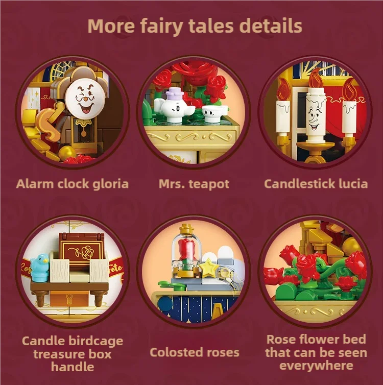 Fairytale Music Box Treasure Chest Fairy Tale Scene Model Bricks Set With Mini Figure Doll Desktop Deco Kids DIY Toys Girl Gifts