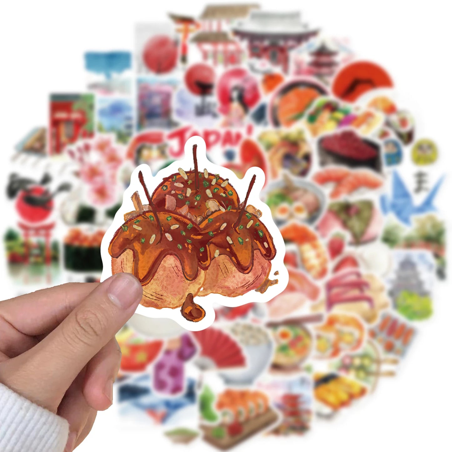 64PCS Japanese Travel Retro Style Architecture Food Stickers Exquisite Handmade Material Phone Case Laptop Decoration