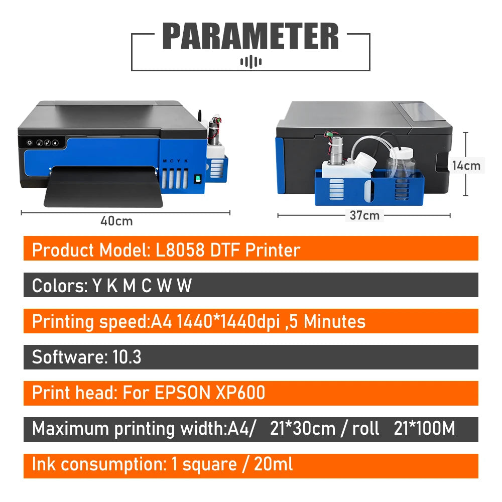 DTF Printer A4 L8058 Transfer Printing Machine with DTF Curing Oven for DIY Print T-Shirt Direct to Film Printer for Epson XP600