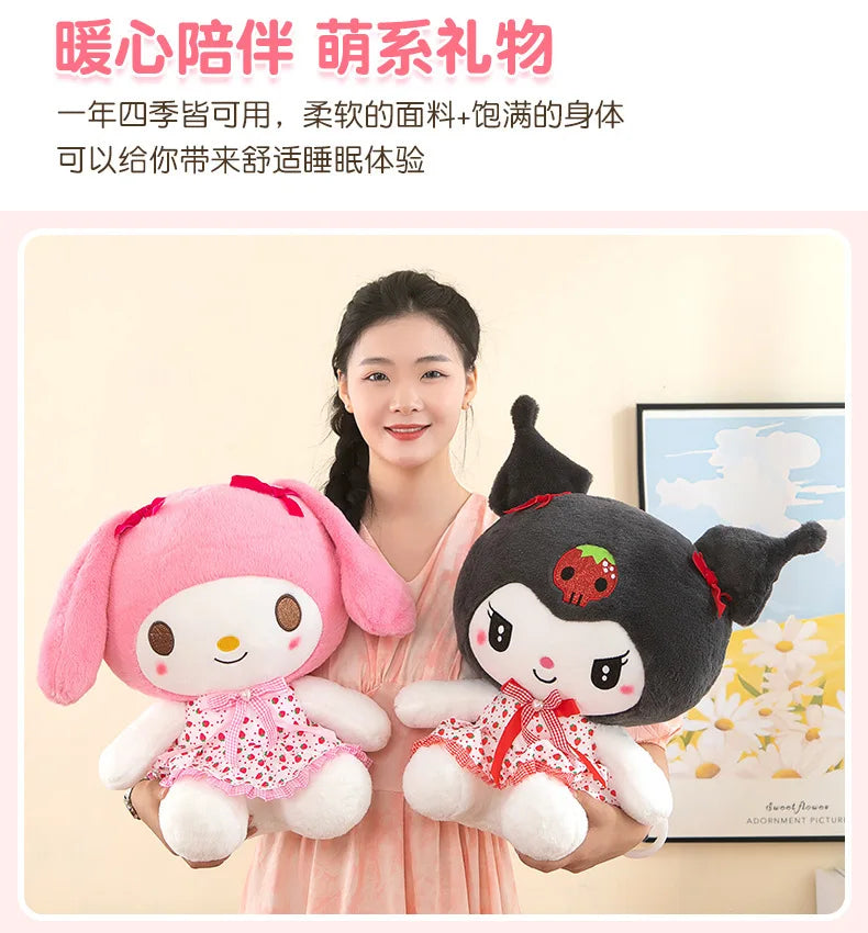 Sanrio Kuromi Hello Kitty My Melody Cute Cinnamoroll Pillow Plush Toys Plushie Keychain Stuffed Doll for Kids Christmas Gifts
