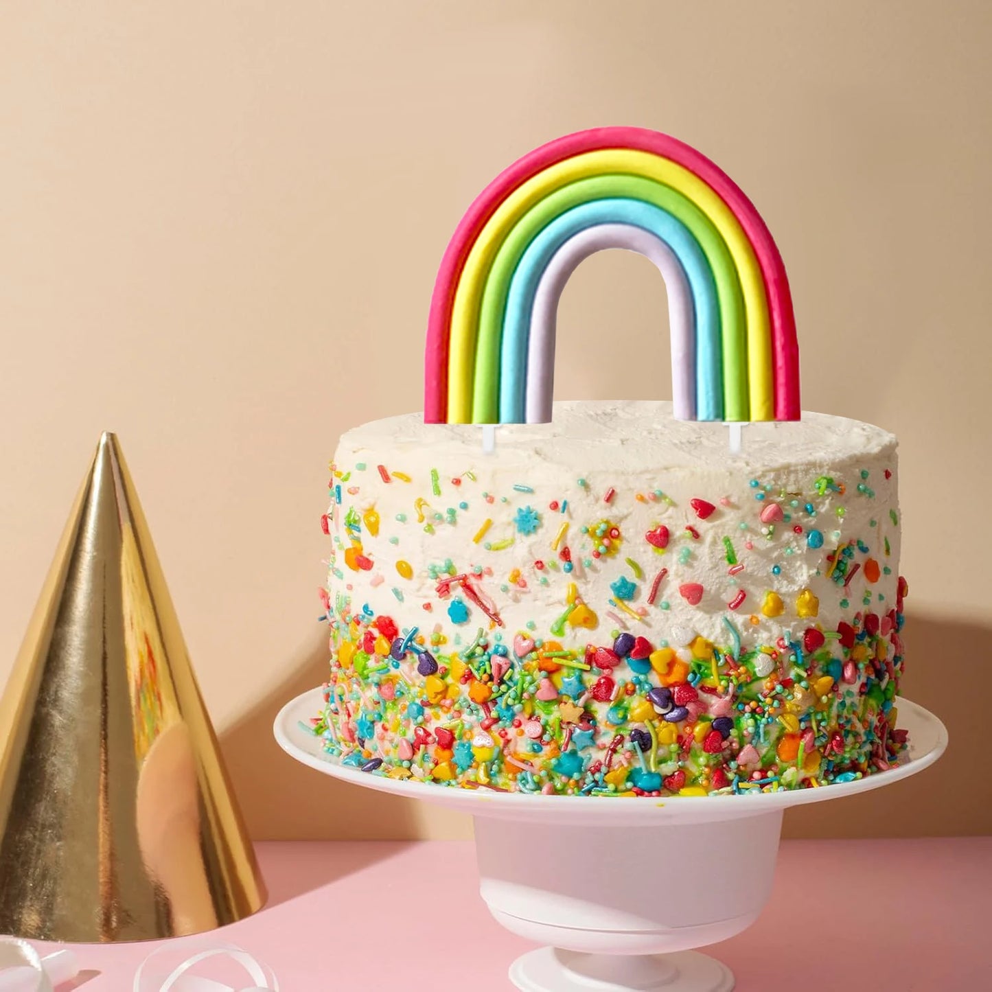 Rainbow Cake Toppers,Three-Dimensional Cloud Rainbow Design Cake Picks for Party Birthday Wedding Cake Decorations Supplies