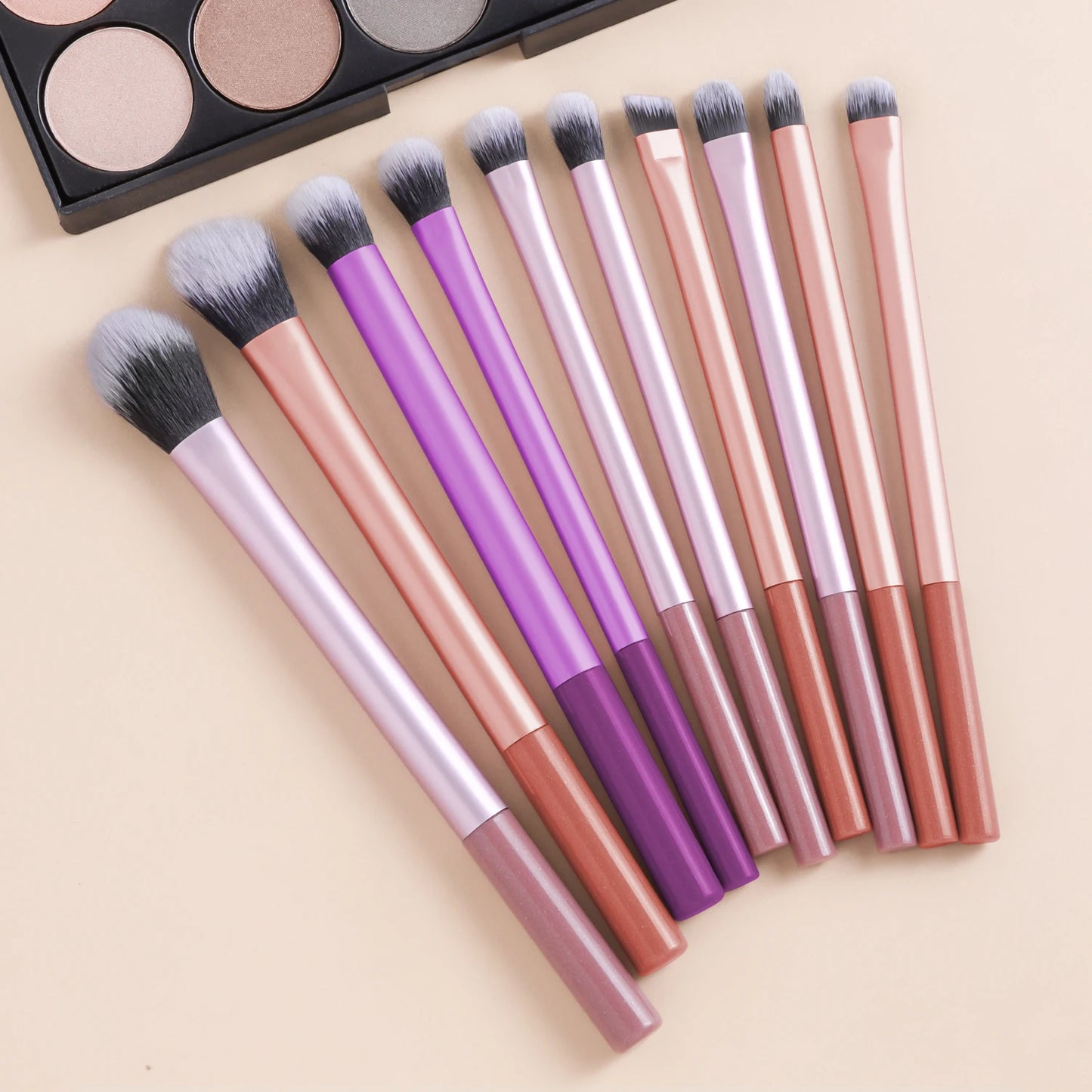 10 professional makeup brush set, portable small long tube, multi-functional face and eye makeup tools, daily makeup