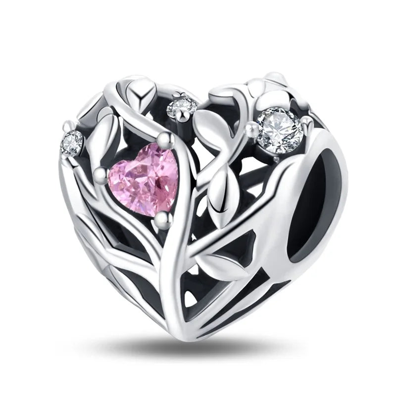 Hot Sale 925 Silver Classic Purple Retro Heart Shape Lotus Angel Pattern Charms Beads Fit 3mm Original Bracelet DIY Jewelry Gift