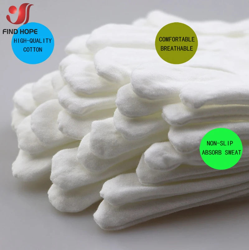 6 Pairs New Full Finger Men Women Etiquette Disposable White Cotton Gloves Waiters/Drivers/Jewelry/Workers Mittens Sweat Glove