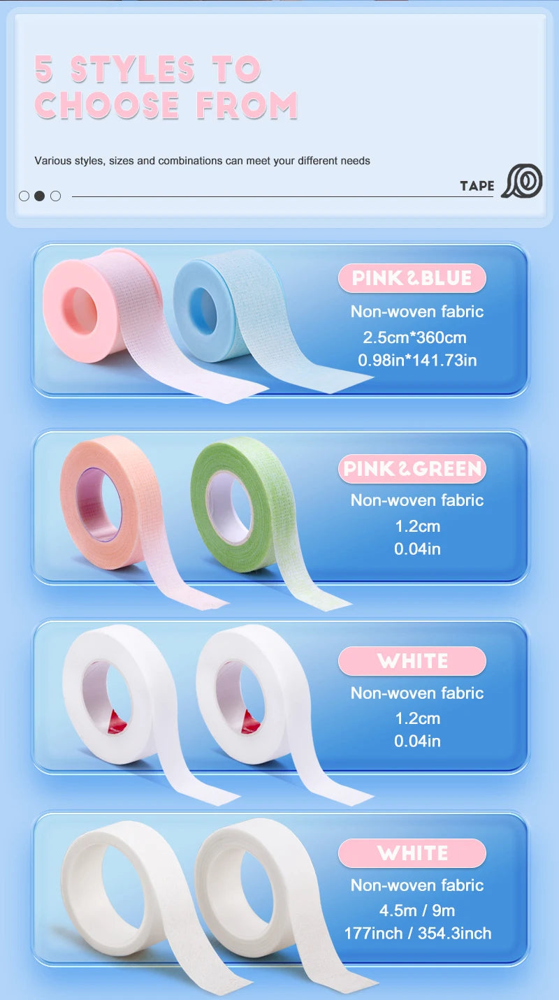 2/8PCS Micropore Lash Tape Eyelash Extension Supplies Transparent 4.5/9m Breathable Easy To Tear Medical Tapes Lash Makeup Tool