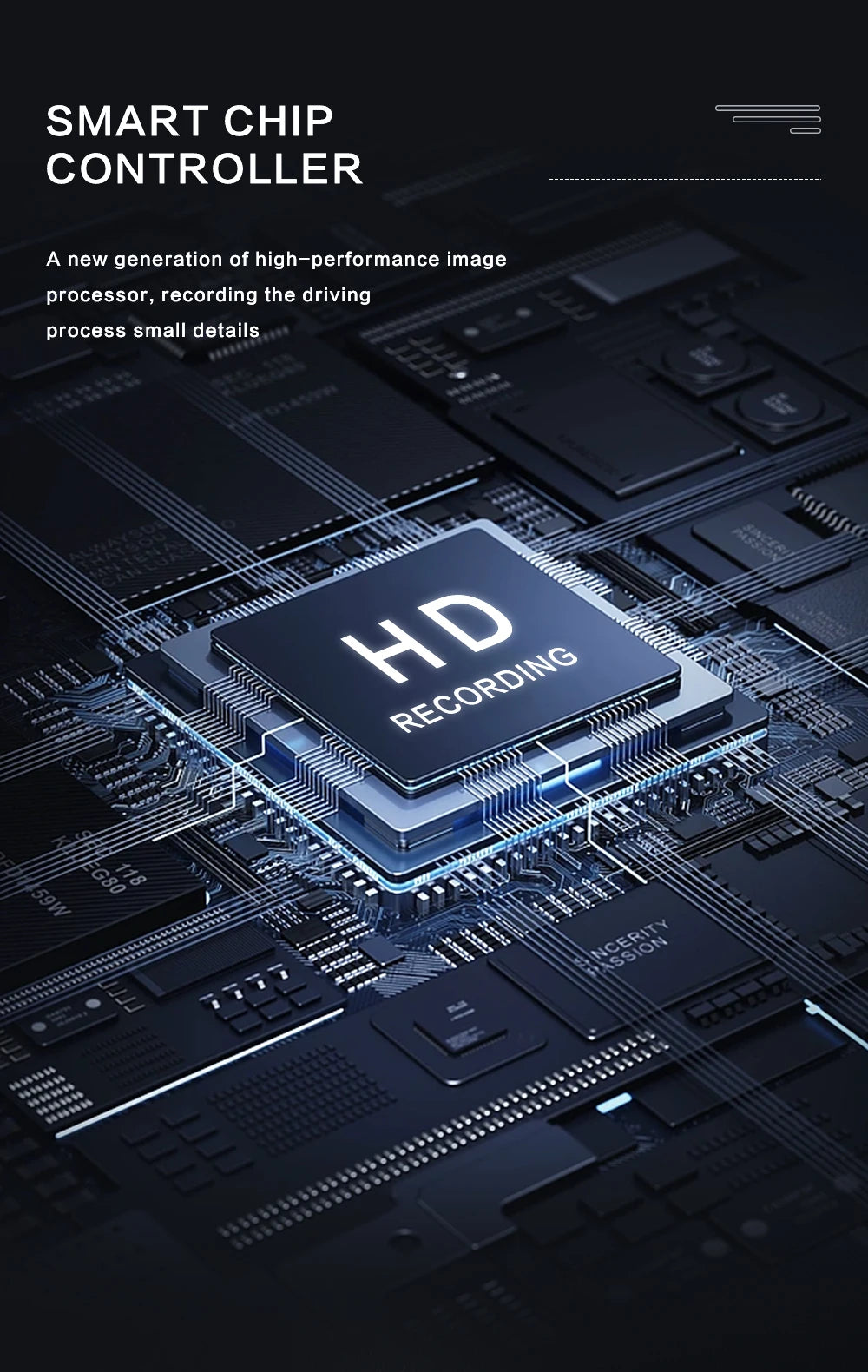 3 Camera Dash Cam W/ IR Night Vision Loop Recording & 2" IPS Screen 1080P  ， DVR recorder, video recorder, Vehicle DVR