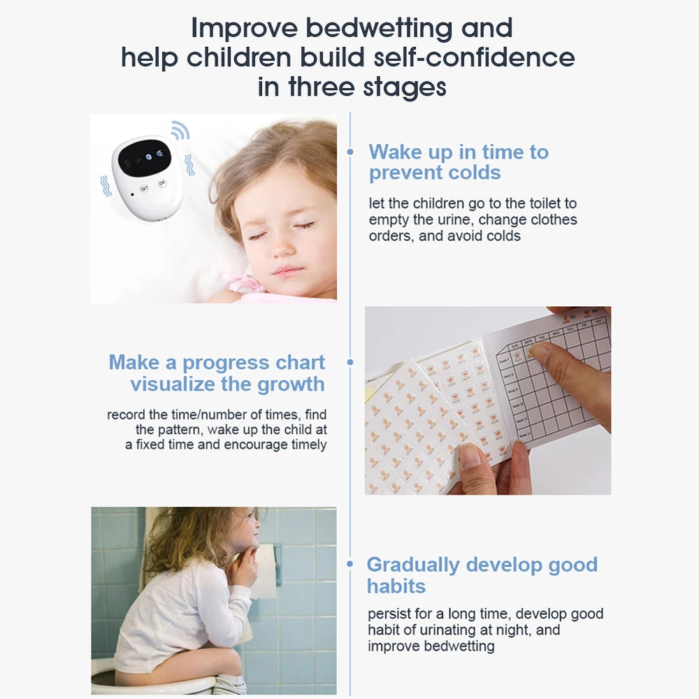 Wireless Bedwetting Alarm Pee Alarm with Receiver Transmitter for Kid Potty Training Elder Care 10-20M Vibration Sound Reminding
