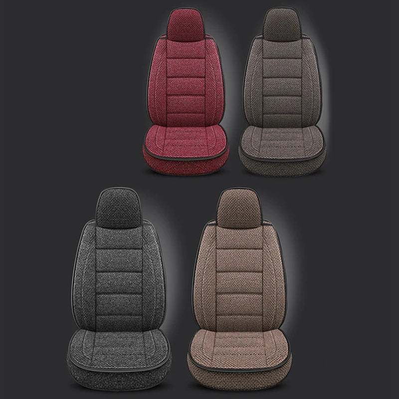 Four Season Universal Car Seat Cover Linen Fabric Front Single Seat Cushion Auto Suv Truck Van All-inclusive Protector Cover