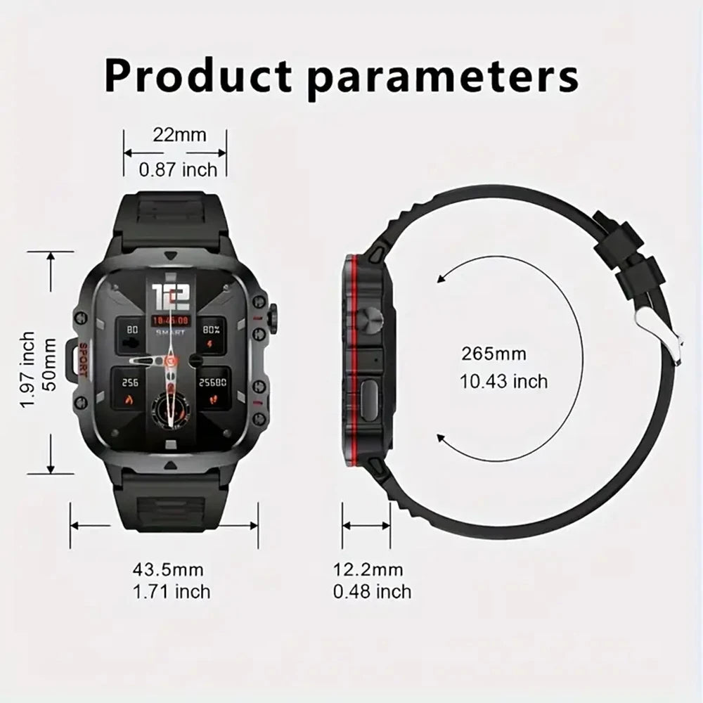 2024 Men's Smart Watch Bluetooth Call AI Voice 100+ Sport Modes 420mAh Big Battery Sports Waterproof Smart Watch for Android IOS