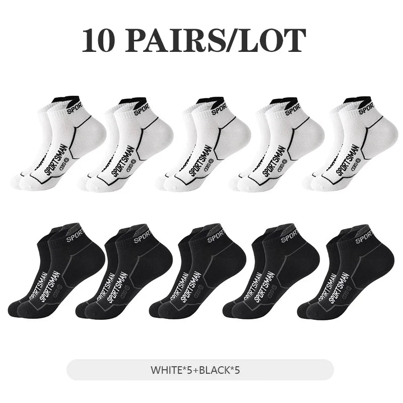10 Pairs/ Lot Men Sport Socks Cotton Thin Mesh Socks Bright Color Running Socks Breathable Low Cut Sport Socks For Men