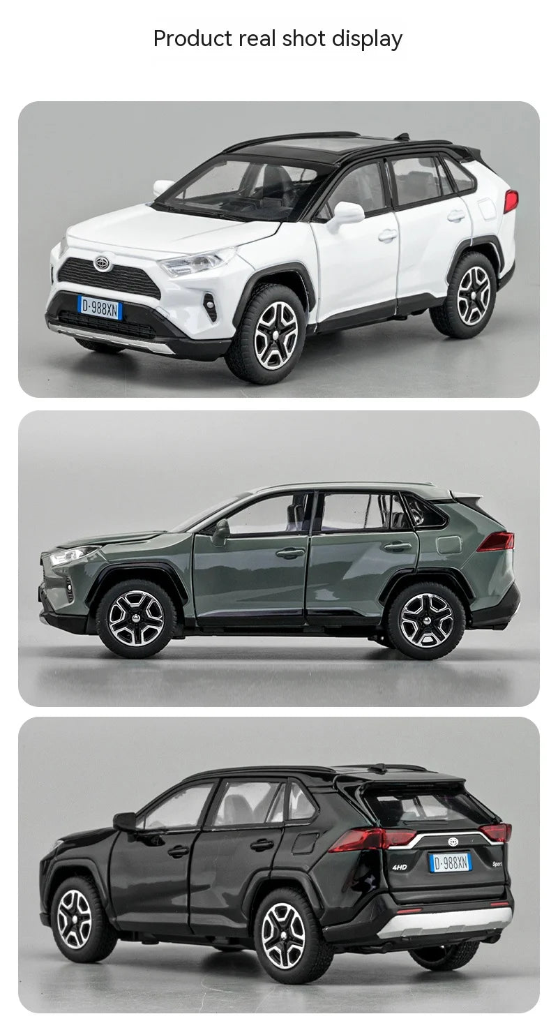 1:32 Diecast RAV4 Car Model - Lights, Sound, Steering! Perfect Kids' Birthday Gift.Off-Road Tundra Truck Toys Ideal for Kids