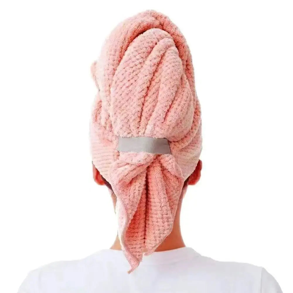 Microfiber Hair Towel Extra Large Wrap Quick Dry Hair Towel Wrap With Elastic Band , Ultra Absorbent Soft Hair Towel Wrap Turban