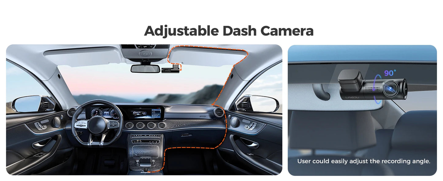 LINGDU Dash Cam D100 3K Dash Car Camera Built-in GPS Wi-Fi 24H Parking Motion Car Camera Night Vision Car DVR EN Voice Control