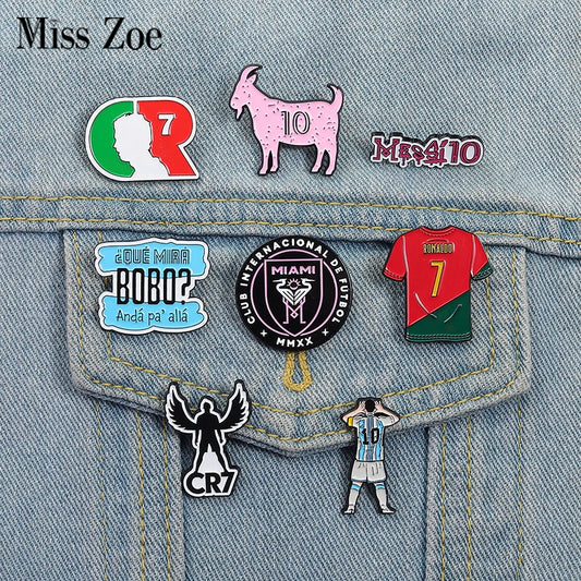 Football Star Enamel Pins Custom Football Club Digital Jersey Brooches Lapel Badges Clothes Funny Jewelry Gift for Fans Friends