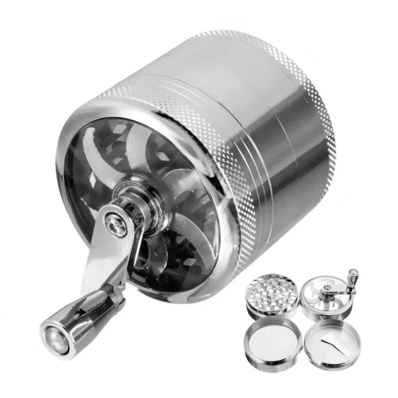 Hand Crank Tobacco Grinder Pollinator Manual Spice Mills 4 Layers Smoke Grass Crusher Muller Smoking Accessories