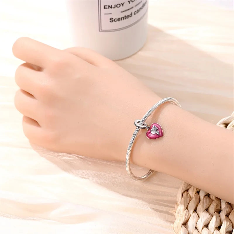 925 Sterling Silver Princess Powder Series Exquisite Daily Bow Sweet Charms Beads Fit Pan Original Bracelets DIY Jewelry