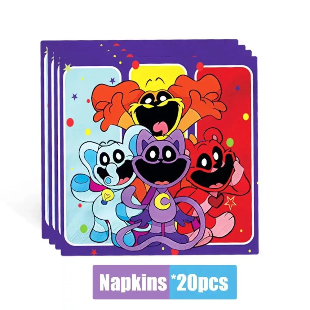 Smiling Critters Catnap Party Supplies Disposable Cup Plates Balloons Banners Cake Decorations Kid Boy Birthday Gift Baby Shower