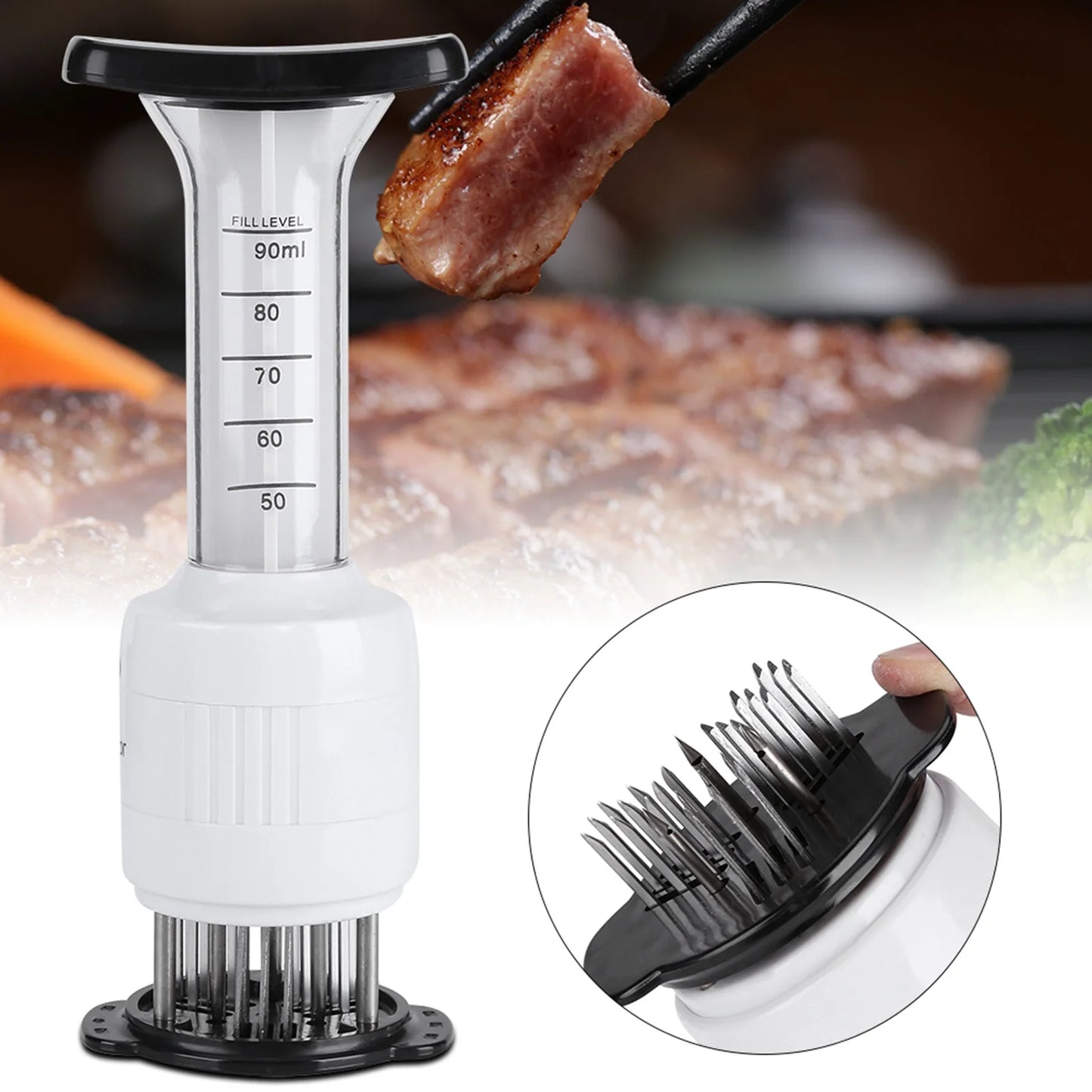 Syringe Meat Marinade Tenderizer Needle Injector Steaks Flavor Syringe Cook Kitchen Tool Meat Marinade Needle Injector