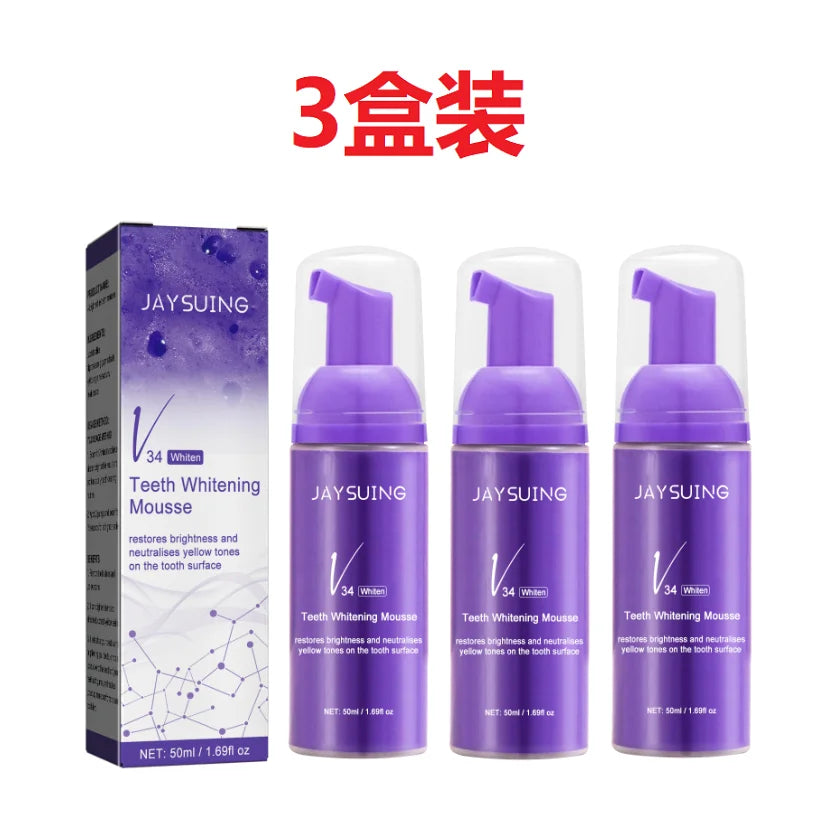 Teeth Whitening Mousse V34 Colour Dental Enamel Care Deep Cleansing Stains Melanin Removal Tooth Bleaching Foam Toothpaste 50ml