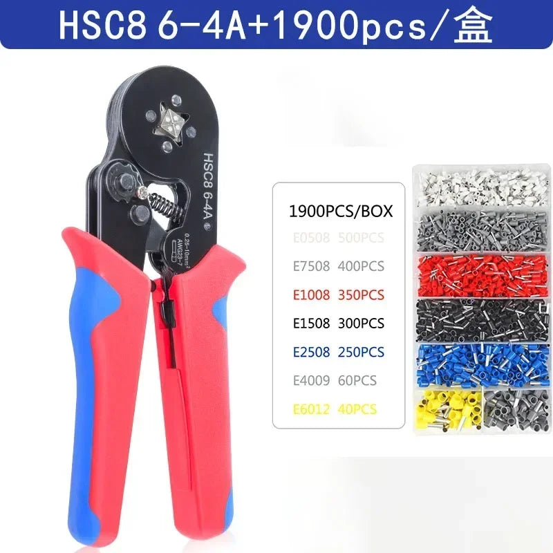 Manual Crimping Pliers HSC8 6-4A/HSC8 6-6A Tube Terminal Crimping Tool With Terminal Tip Set for Home Improvement and Electrica