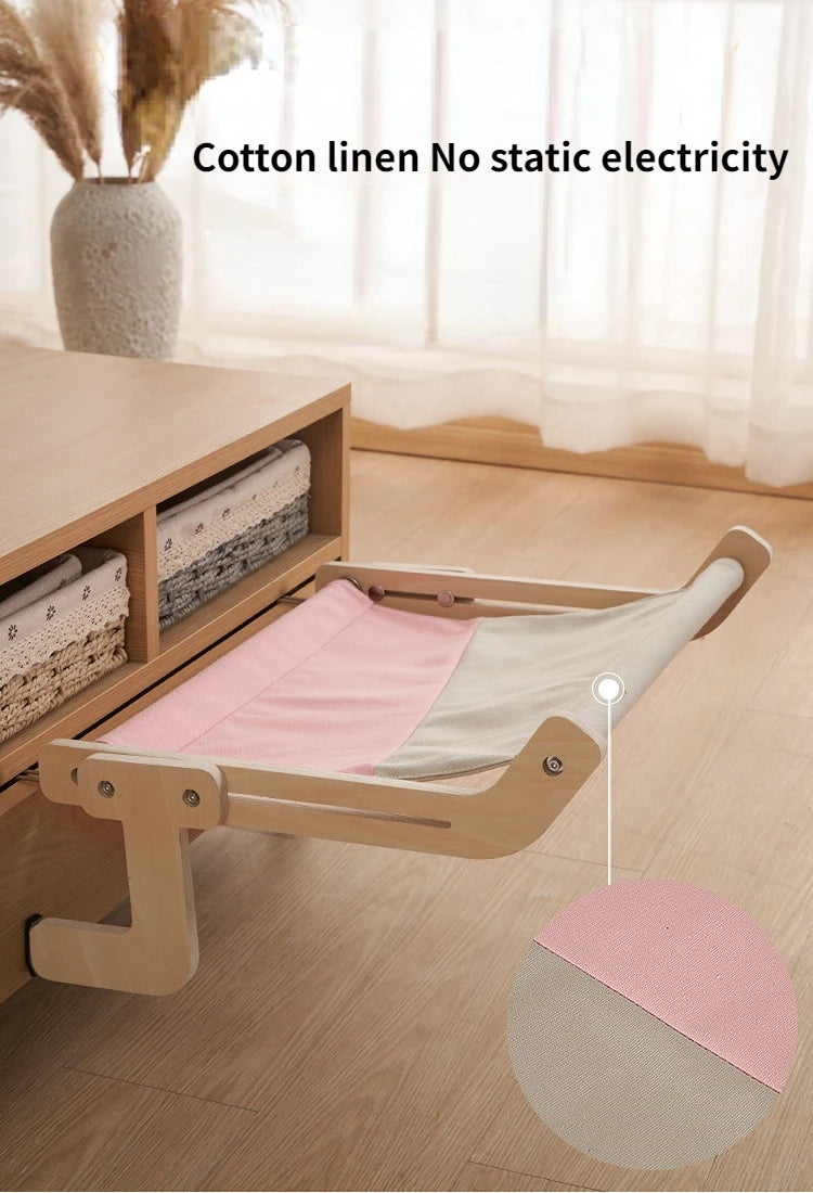 Hanging Pet Cat Bed Window Hammock Sofa House Furniture Kitten Indoor Washable Removable Seat Wooden Sleeping Bed Perch Shelves