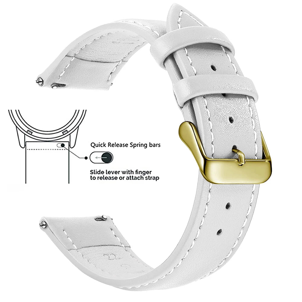 Top Grain Genuine Leather Watch Band, Quick Release 18mm/20mm/22mm Watch Straps, Fits Samsung Galaxy Watch, Garmin Huawei Watch