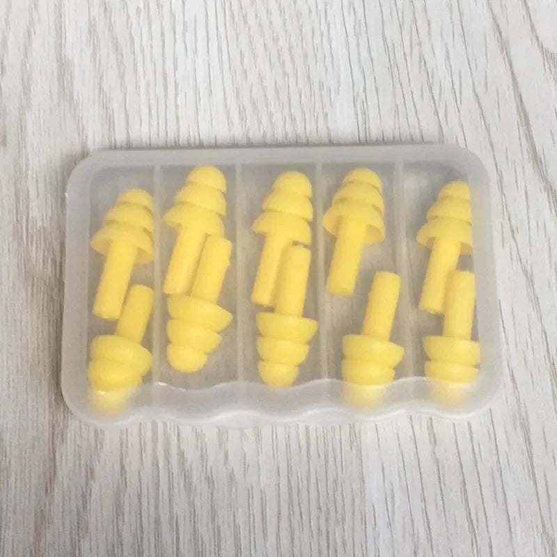 Soft Silicone Earplugs for Adults and Children Waterproof Swimming Earplugs Anti-Noise Ear Clips, Swimmers Diving 5Pairs per Box