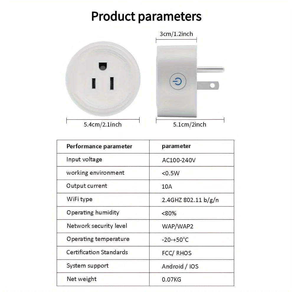 Smart Plug 10A WiFi US Outlet Socket 100-240V Timer Alexa Google Assistant CozyLife APP/Voice Control Group For for Home Auto