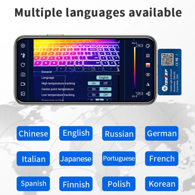 TOOLTOP T7PRO Mobile Phone Infrared Thermal Imager Visible and infrared Fusion 256 x 192 Thermal imaging Camera Thermographic