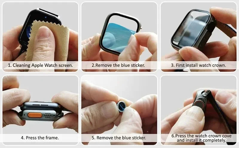 2PCS Case Glass+Case For Apple Watch 42 46 44 45 41 40mm Screen Protector Cover Change Ultra Bumper IWatch Series10 9 8 7 SE 6 5