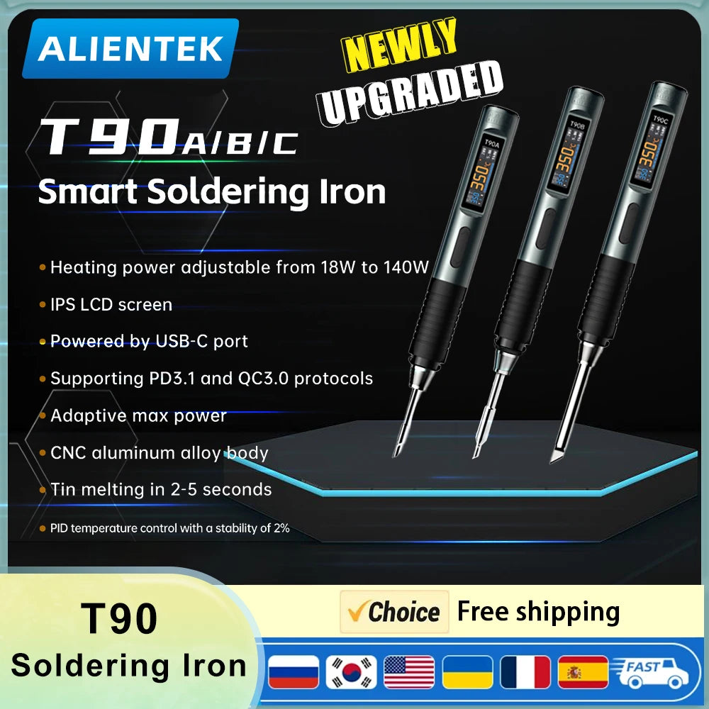 ALIENTEK T90 Smart Soldering Iron T245/T210/T65 series optional Adjustable Temperature Welding Solder Tool T80 new Version