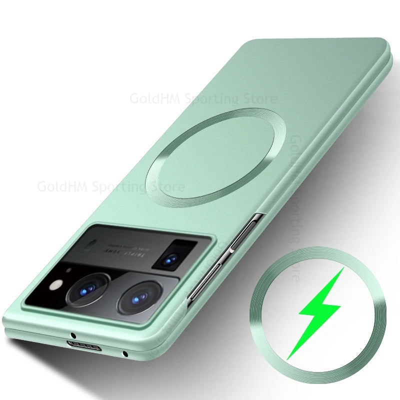 Metallic Paint For Magsafe Case For Tecno Phantom V Fold2 Magnetic Matte Wireless Charging Cover Phantom V Fold 2 Full Protector