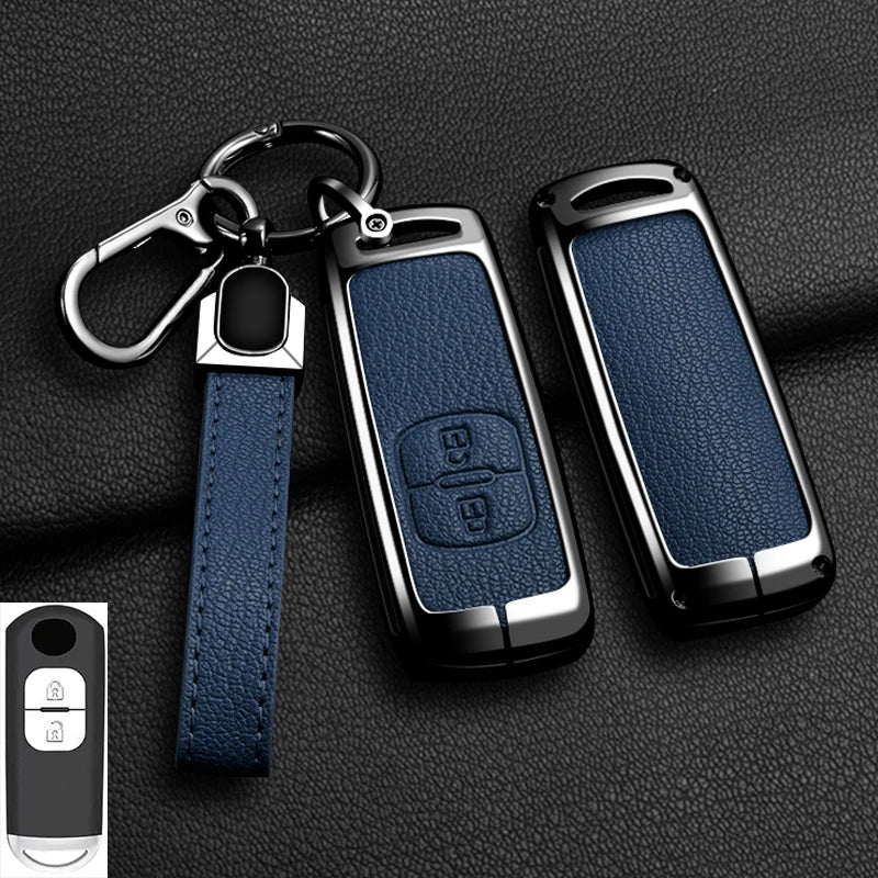 Suitable for Mazda Axela Atenza 3 2 6 CX3 CX5 CX30 CX8 CX9 MX5 SKYACTIV Zinc Alloy Car Key Cover Leather Car Key Bag Holder