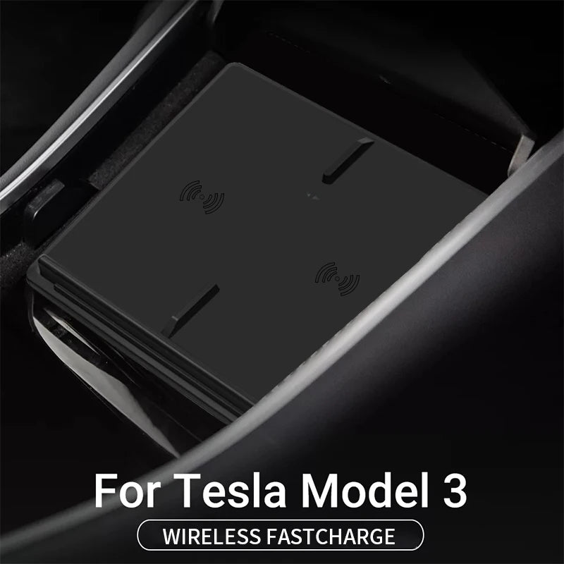 Newest Wireless Charger For Tesla Model 3 Support Dual Smartphone Pad Car Accessories 10W Fast Car charging USB Port