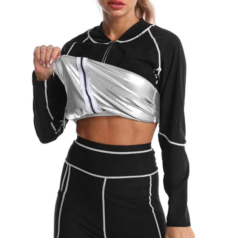 Sauna Sweat Suits Polymer Sweat Suit Waist Trainer Suits Hot Sweating Jacket Leggings Fat Burn Suit Weight Loss Corset Top Pants