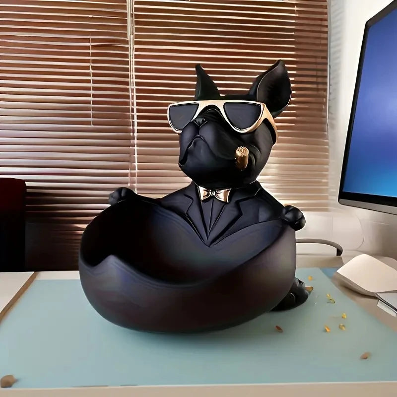 Creative Sunglasses Cool Dog Statue Bulldog Statue Storage Box Animal Decoration Resin Craft Art Statue Home Decoration Gift