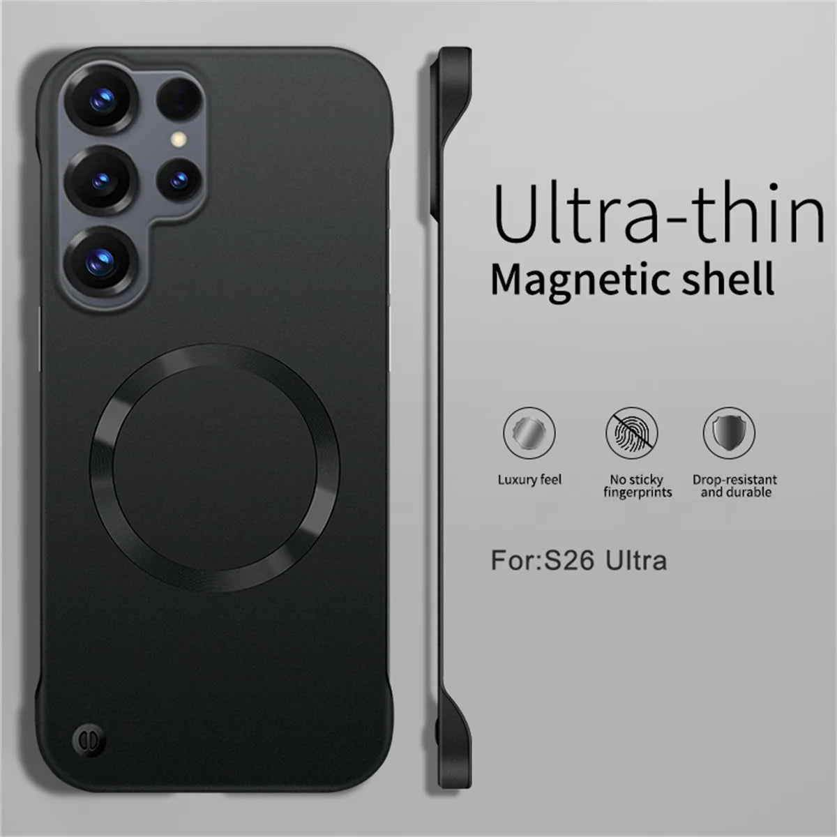 Ultra Thin PC Frameless Magnetic Phone Case for Samung S26 Ultra S25 Edge S24 FE S22 S23 Plus A56 A55 for Magsafe Matte Cover