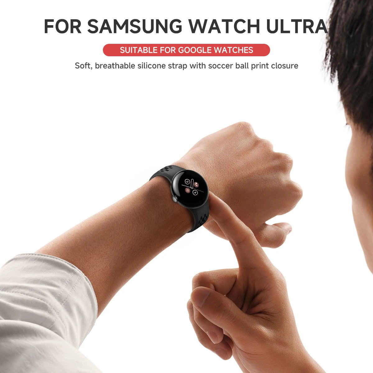 Silicone watch band For Google Pixel Watch3 45mm porous breathable silicone strap sports wristband