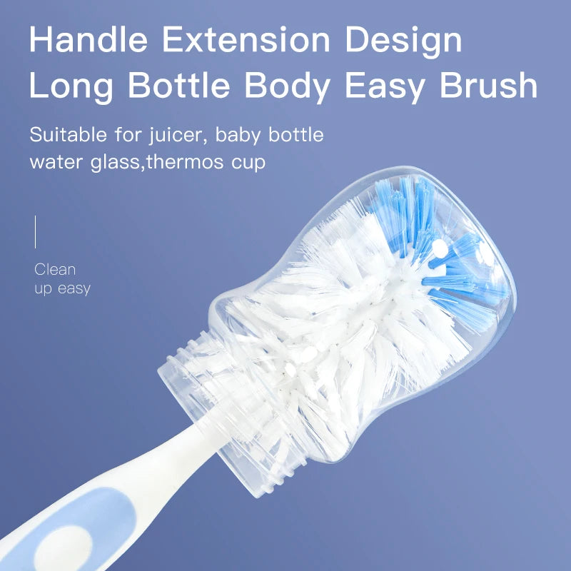 2 in 1 Mother-child Nylon Baby Bottle Cup Cleaning Brush Suction Stand Type Feeding Clean Tool Set