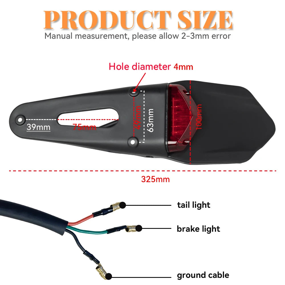 Motorcycle Rear Fender License Plate Bracket 12V For Enduro Off-Road Bike CRF YZ  Motobike Tail Light Brake Lamp For BETA RR